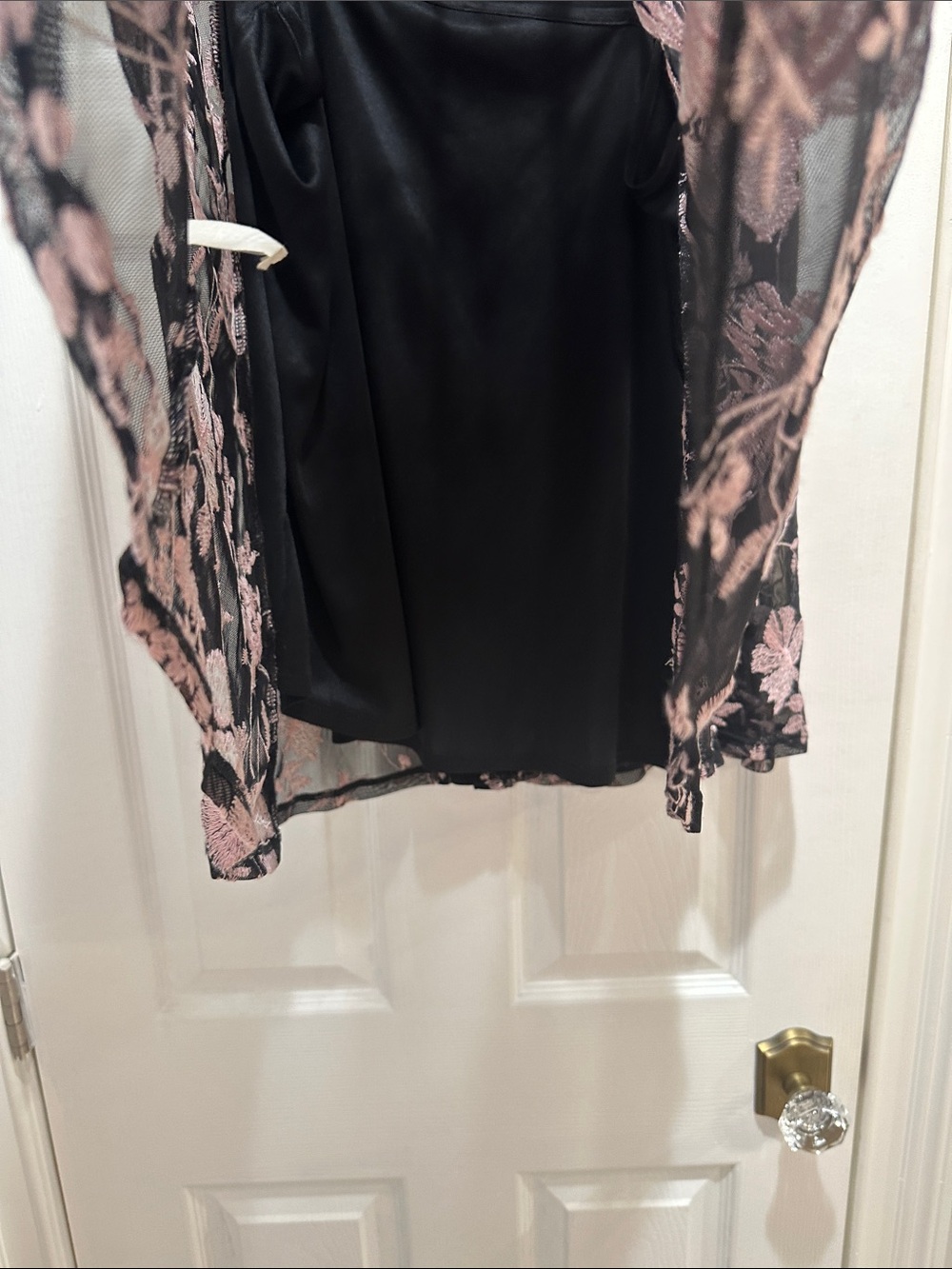 Avenue Black Sleeveless Blouse with Pink Floral Embroidery - Picture 12 of 15